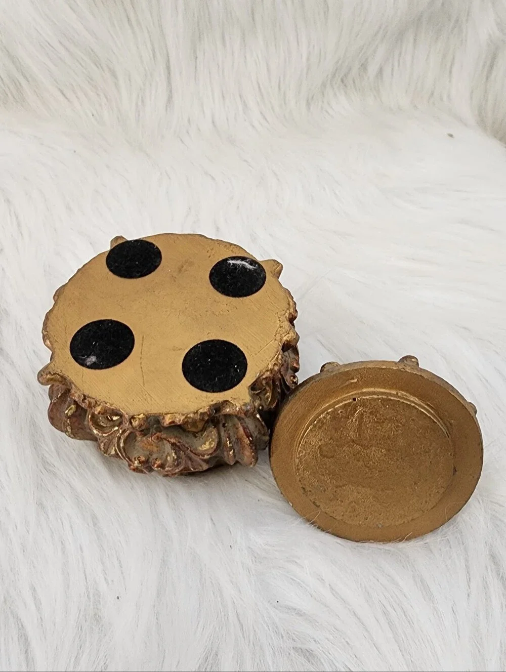 Vintage Gold and Bronze Floral Trinket Box, Jewelry Box, 5